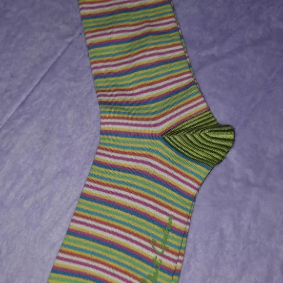 Robert Graham Multicolor Striped Crew Socks in Green, Yellow, Blue, Pink, White - Picture 2 of 7